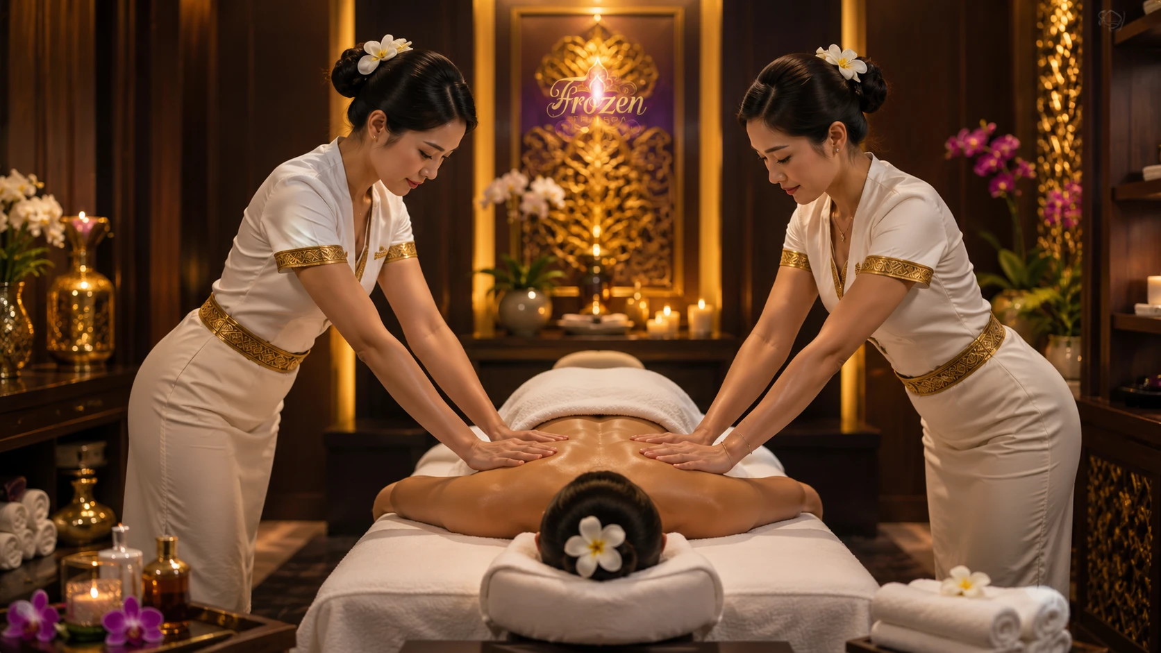 Four Hand Massage - synchronized tandem massage therapy at Frozen Thai Spa Dhaka