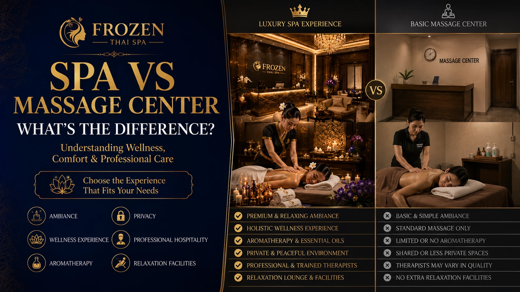 Spa vs massage center comparison - understand the difference at Frozen Thai Spa Dhaka